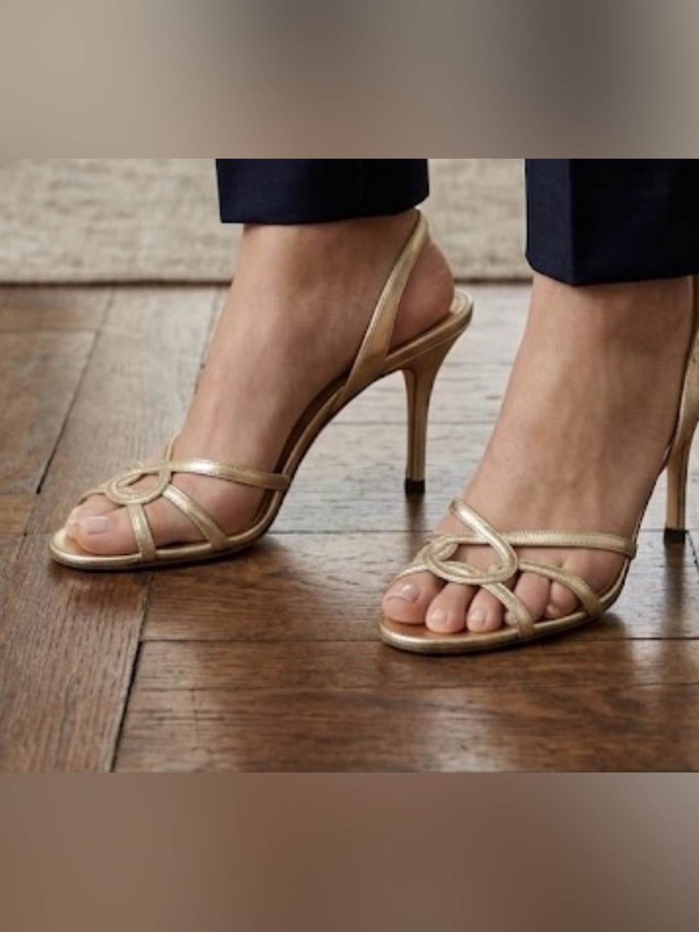 Jimmy Choo Metallic Gold Knotted Slingback Heels